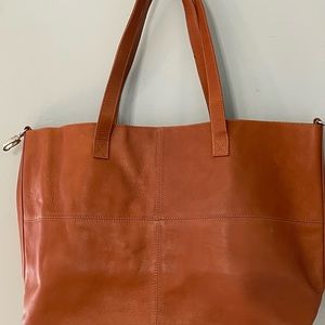 Brown leather tote